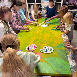 Malschule Bergweiler, Kinder malen am Projekt für den KaHuZ für den Jugendförderpreis 2026