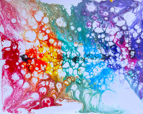 Pouring mit Kindern in der Malschule